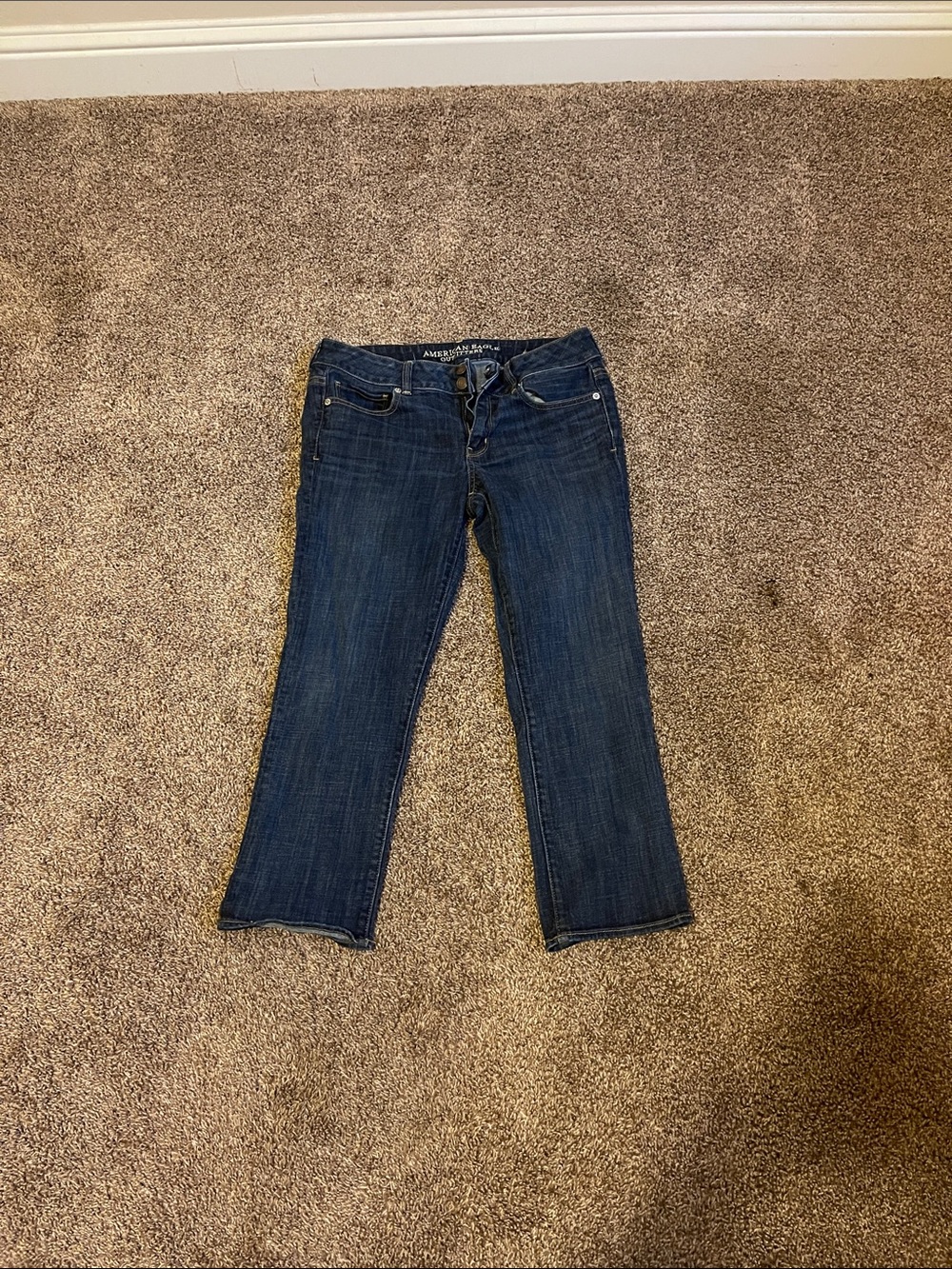 American Eagle Outfitters Dark Blue Artist Crop Jeans - Picture 1 of 5